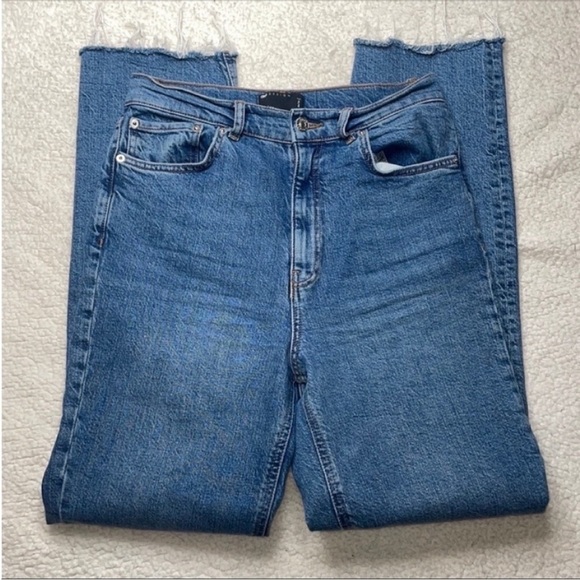 ASOS Denim Jeans High Rise High Waist Raw Hem Strech Size 30 - Picture 8 of 12